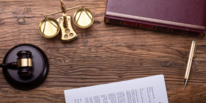 Domestic Violence Defense Lawyer Pearland, TX - Overhead View Of Judge Desk