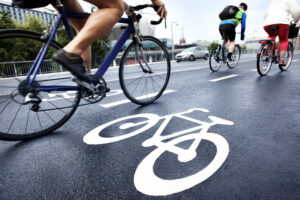 Cyclists using the bike lane before needing a Bicycle Accident Lawyer Houston, TX